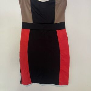 Papaya Strapless Dress - Black, Pink, Tan